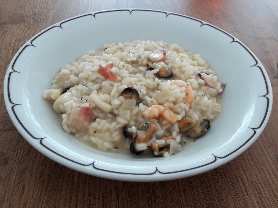 Risottopfanne mit Meeresfrüchten