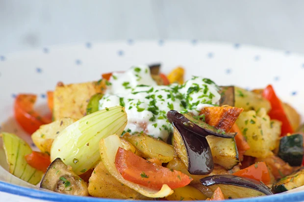 Röstgemüse mit Frischkäse