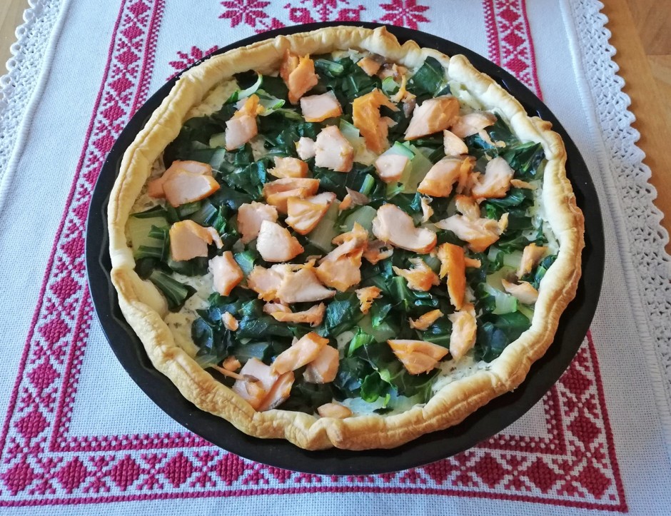 Tarte mit Lachs und Mangold