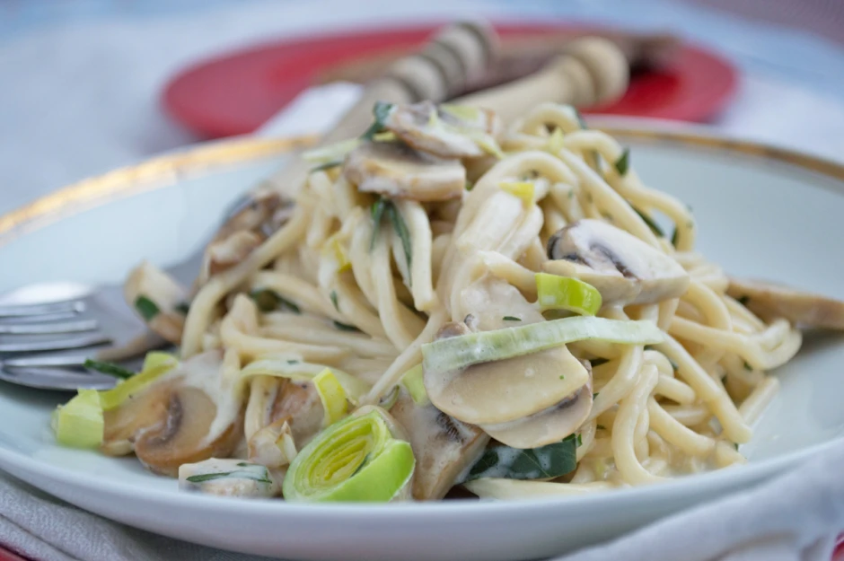 Bärlauch-Champignon-Pasta