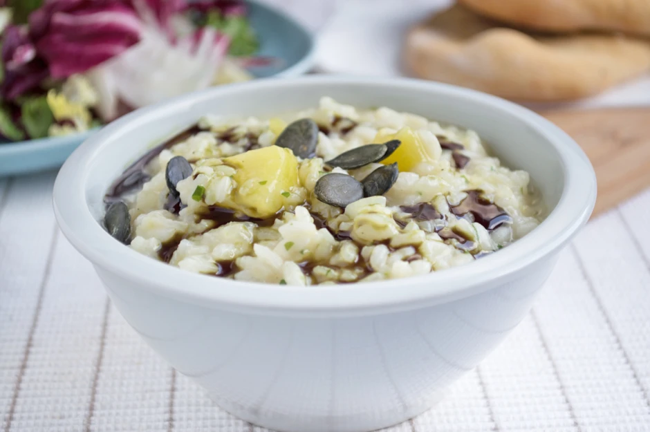 K&uuml;rbisrisotto mit K&uuml;rbiskern&ouml;l