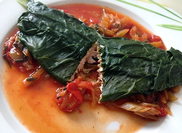 Lachs in Mangold