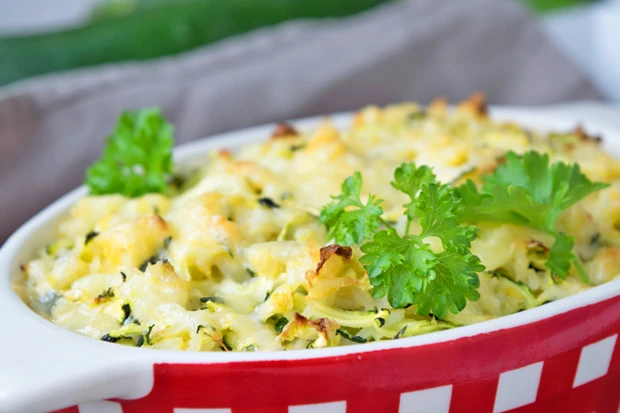 Zucchini-Reis-Auflauf