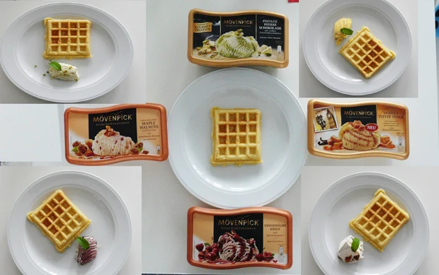 Frische Wafferl aus dem Waffelseisen mit Mövenpick - Allerlei