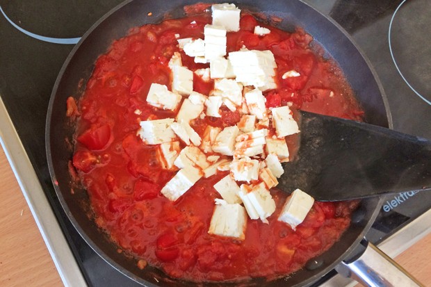 Reispfanne mit Feta