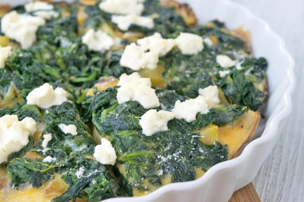 Frittata mit Blattspinat und Schafk&auml;se