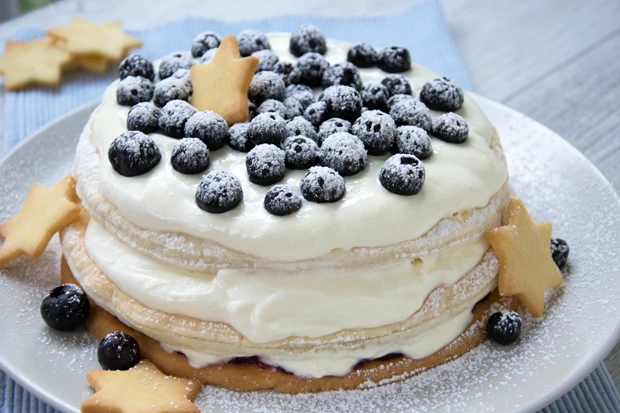 Heidelbeer-Obers-Torte mit Mürbteigboden