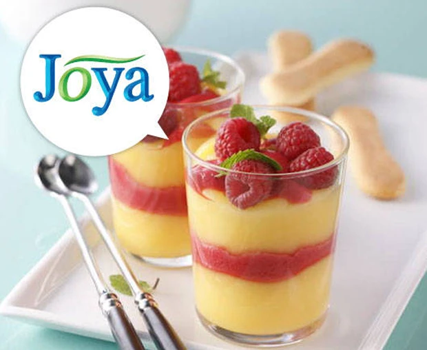 Orangencreme mit Himbeeren