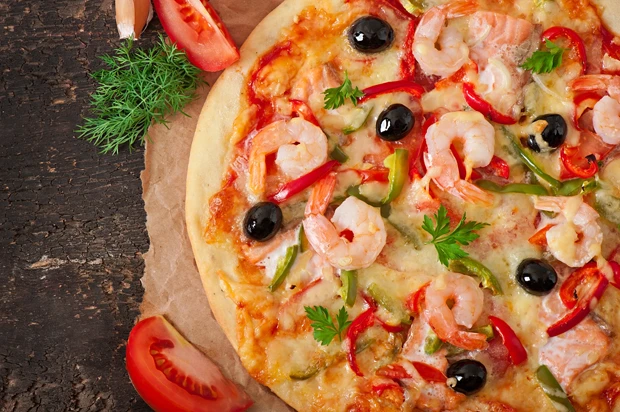 Pizza mit Meeresfrüchte