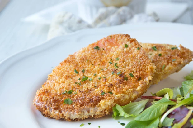 S&uuml;&szlig;kartoffelschnitzel im Couscousmantel