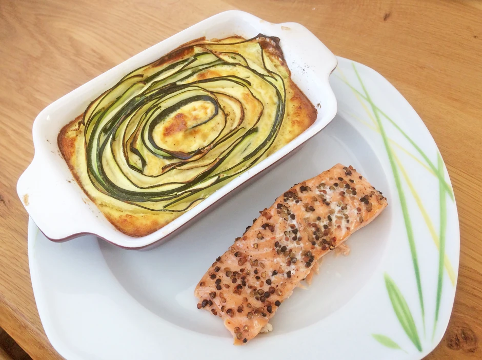 Lachsfilet mit Zucchini-Gratin