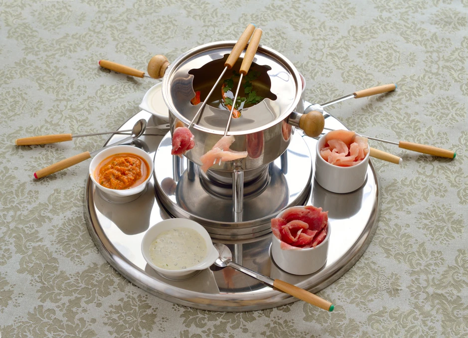 Fondue mit Rindsuppe