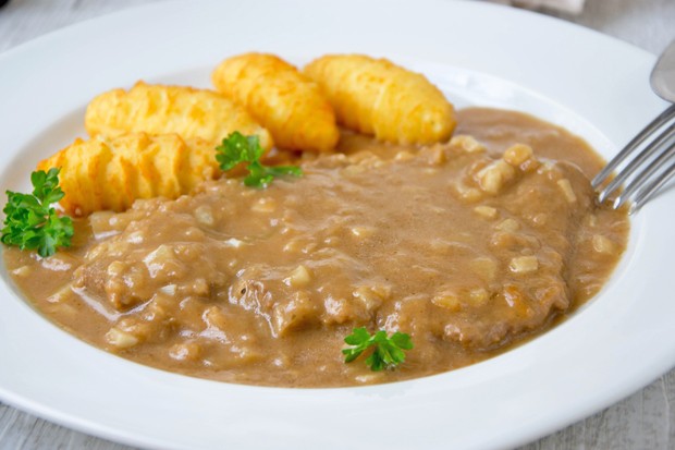 Vanillerostbraten mit hausgemachten Kroketten