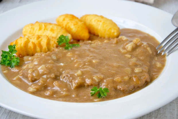 Vanillerostbraten mit hausgemachten Kroketten