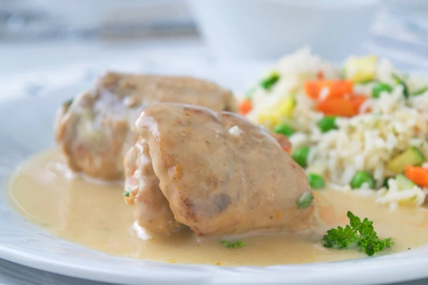 Rouladen von der Pute mit Gem&uuml;se-Reis
