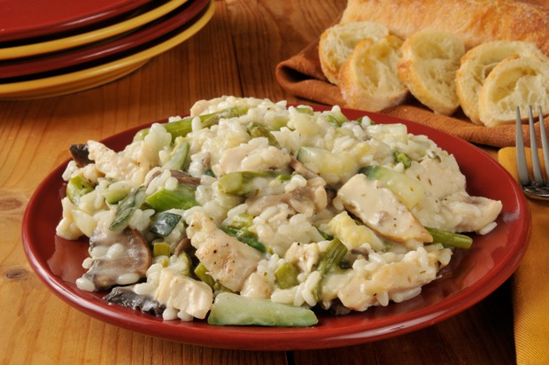 Spargelrisotto mit Huhn