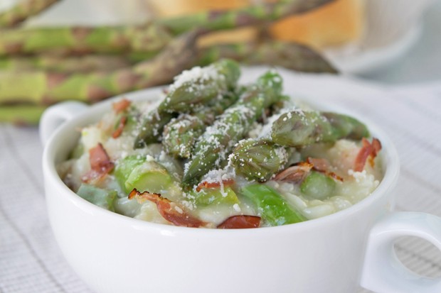 Spargelrisotto mit Speck