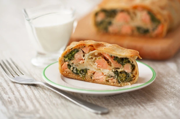 Spinatstrudel mit Lachs