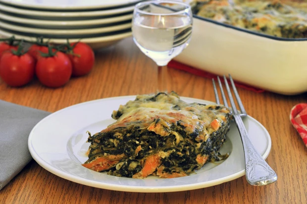 Spinatlasagne mit Lachs