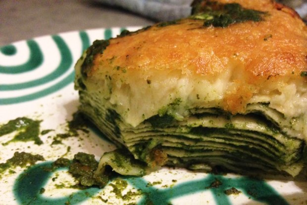 Spinatlasagne mit frischem Spinat