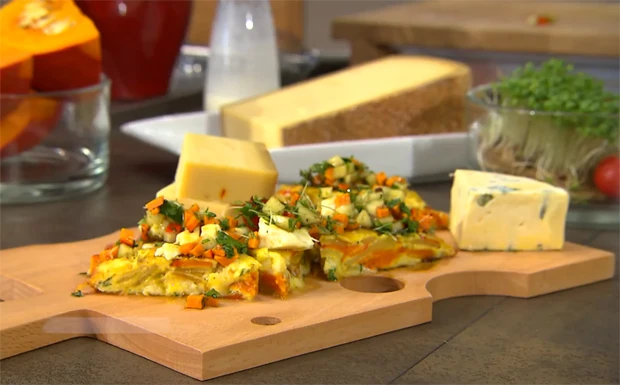 Erd&auml;pfel-K&uuml;rbis-Birnen Omlette
