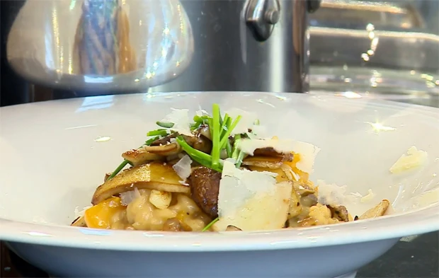 Steinpilz-Pfirsich-Risotto