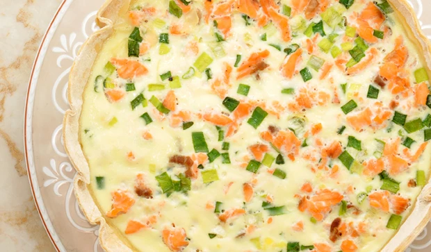 Spargel Quiche mit Lachs