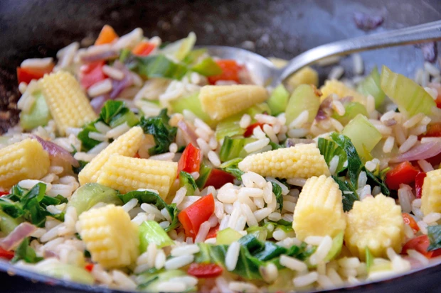 Gebratener Reis mit Pak Choi