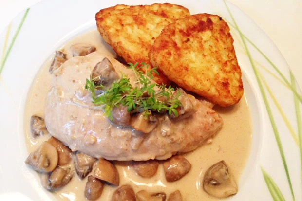 Champignons auf Truthahnbrüste