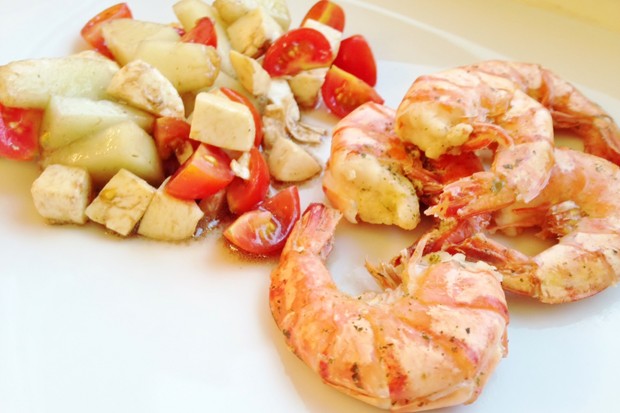 Garnelen mit Melonensalat