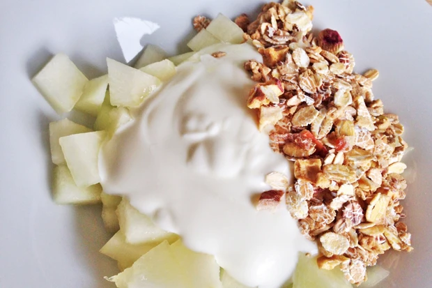 Joghurt auf Melone
