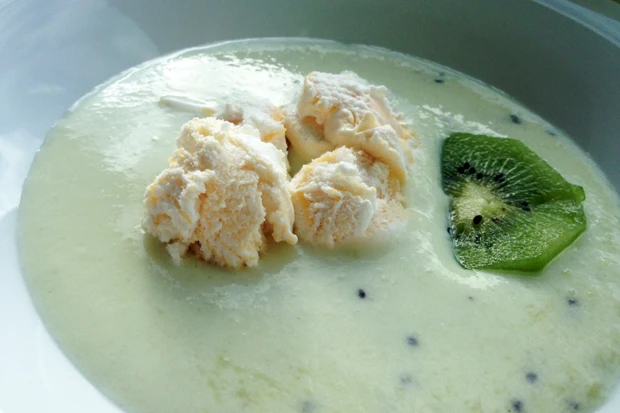 Kiwi-Melonenschaum mit Eis