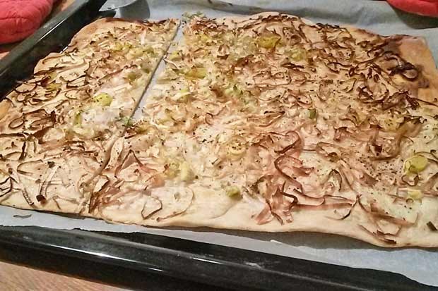 Flammkuchen mit Porree