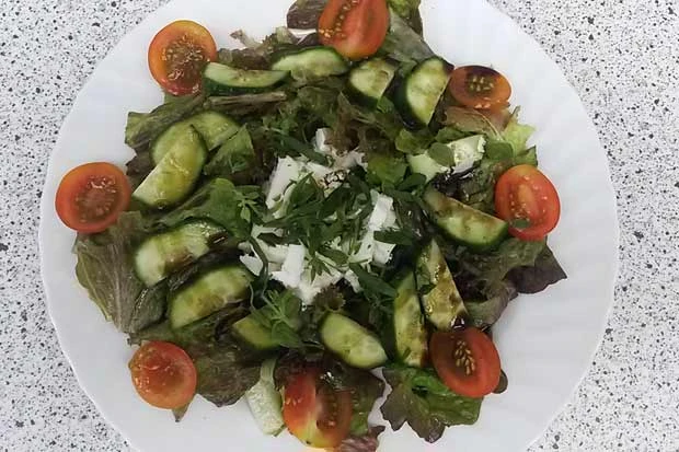 Salatteller mit Kr&auml;uter