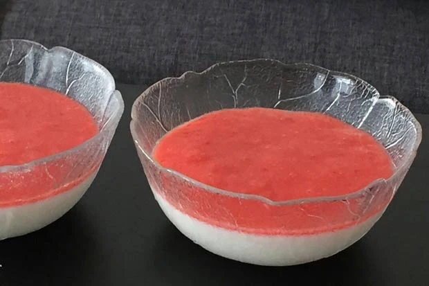 Joghurt Panna Cotta mit Erdbeerspiegel