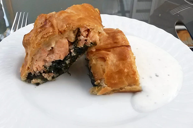 Lachs-Spinatstrudel