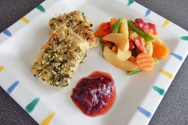 Butterk&auml;se mit K&uuml;rbiskernpanier