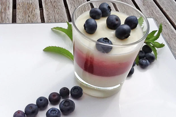 Vanillepudding mit Beerenmus