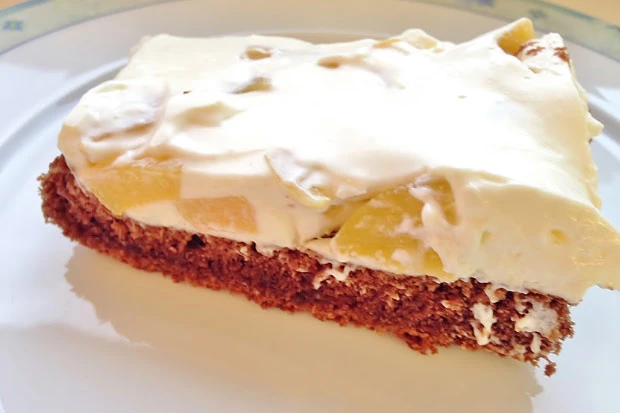 Pfirsichcreme-Schokokuchen