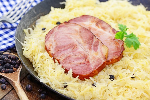 Selchkarree mit Sauerkraut Sous Vide