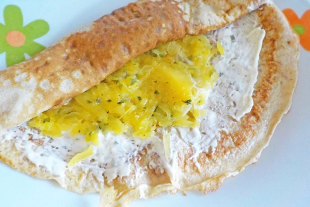 Palatschinke mit Kürbisfülle