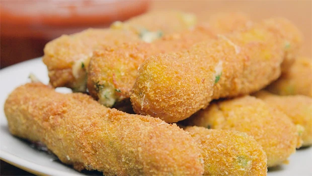 Knusprige Spinat-Mozzarella Sticks