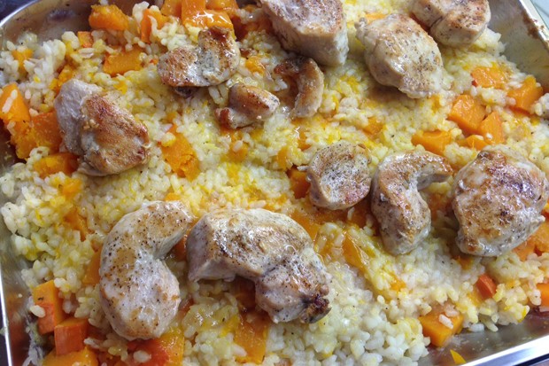 Kürbisrisotto mit Hühnerfleisch