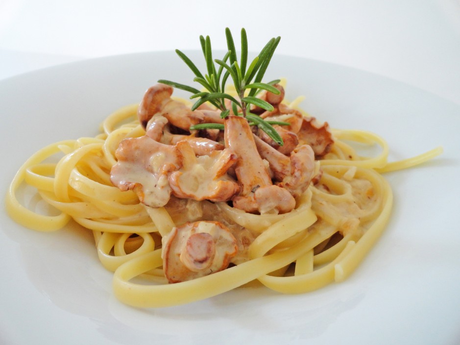 Nudeln mit Eierschwammerlragout