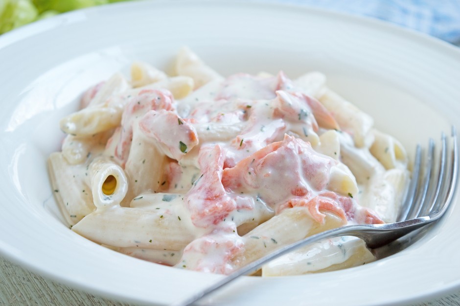 Penne mit Frischkäse-Räucherlachs