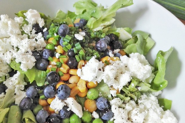 Sommersalat mit Heidelbeeren