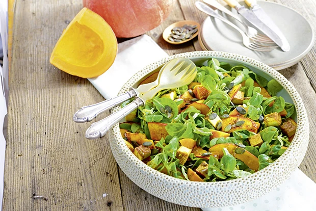 Salat mit gebratenem K&uuml;rbis