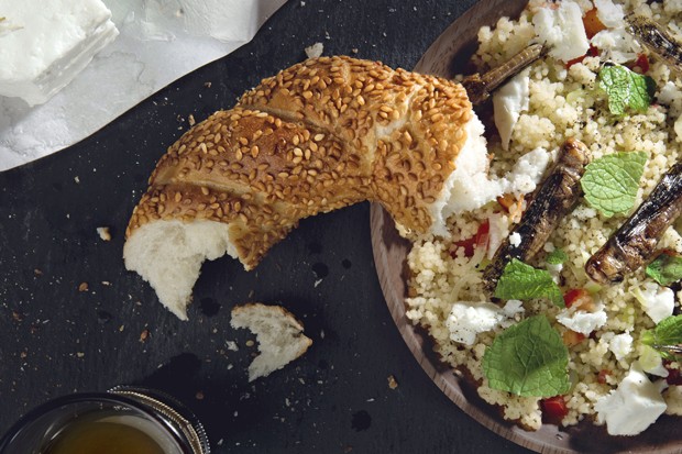 Heuschrecken mit Couscous