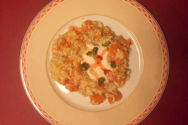 K&uuml;rbisrisotto mit asiatischem Touch