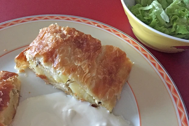 Bl&auml;tterteigstrudel mit Kasnudel-F&uuml;lle